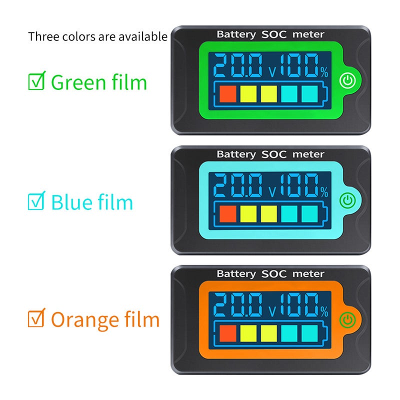 Waterproof Battery SOC Power Meter Capacity Indicator 8-100V Direct Current Voltmeter 12.0V 24V 36V 48V 60V 72V Lithium Iron Phosphate Battery Ternary Lithium Polymer Battery Tester - Image 5