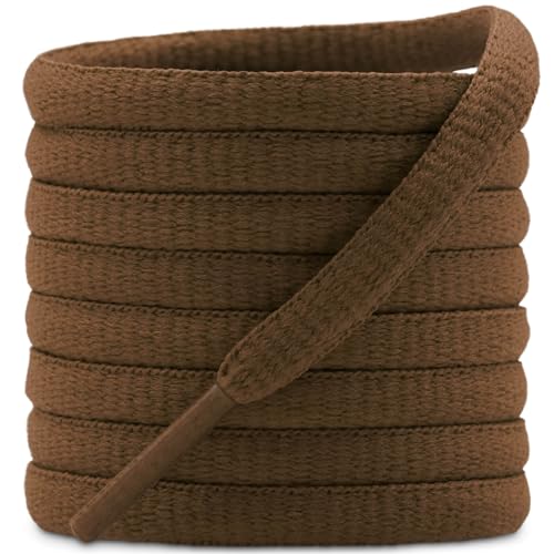 DELELE 2 Pair Oval Shoes laces Half Round 1/4" Athletic Shoelaces Shoe Strings Light Brown-35 inch - Image 1