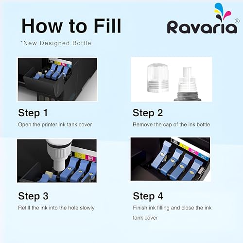Ravaria 057 Refill Ink for Epson L8050, L18050 Printer - Compatible Ink Bottle for 057 Ink Code for Epson Inktank Printer (057 Ink Full Color Set 6 Color) - Image 3