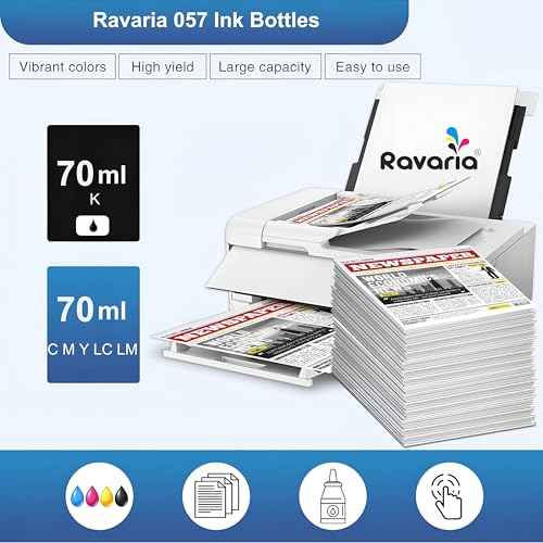Ravaria 057 Refill Ink for Epson L8050, L18050 Printer - Compatible Ink Bottle for 057 Ink Code for Epson Inktank Printer (057 Ink Full Color Set 6 Color) - Image 4