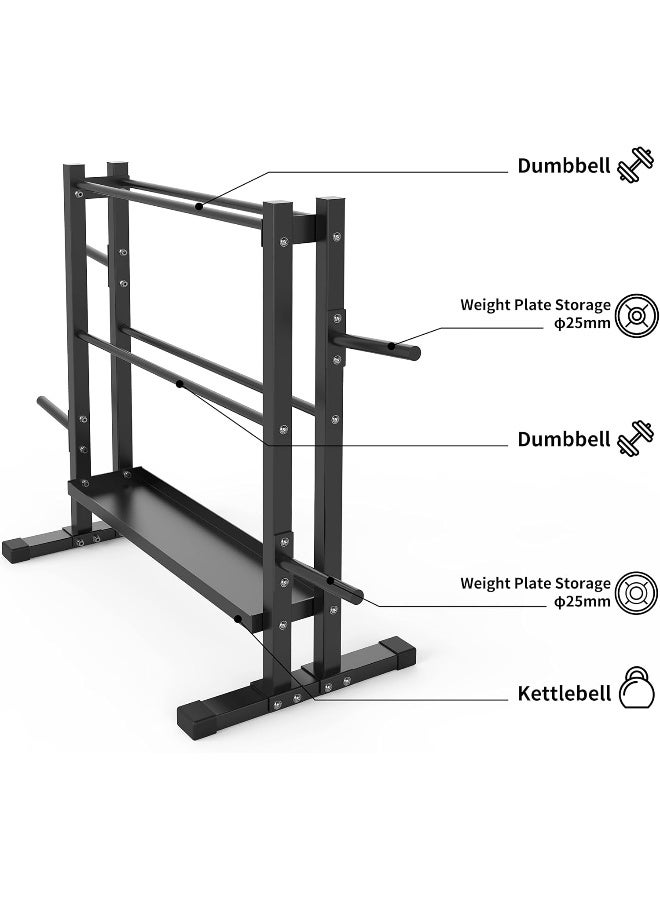 PROIRON Dumbbell Rack, 3 Tier Weights Storage Rack for Dumbbells, Weight Plates, and Kettlebells (1000 Pounds Weight Capacity, 2023 Version) - Image 2