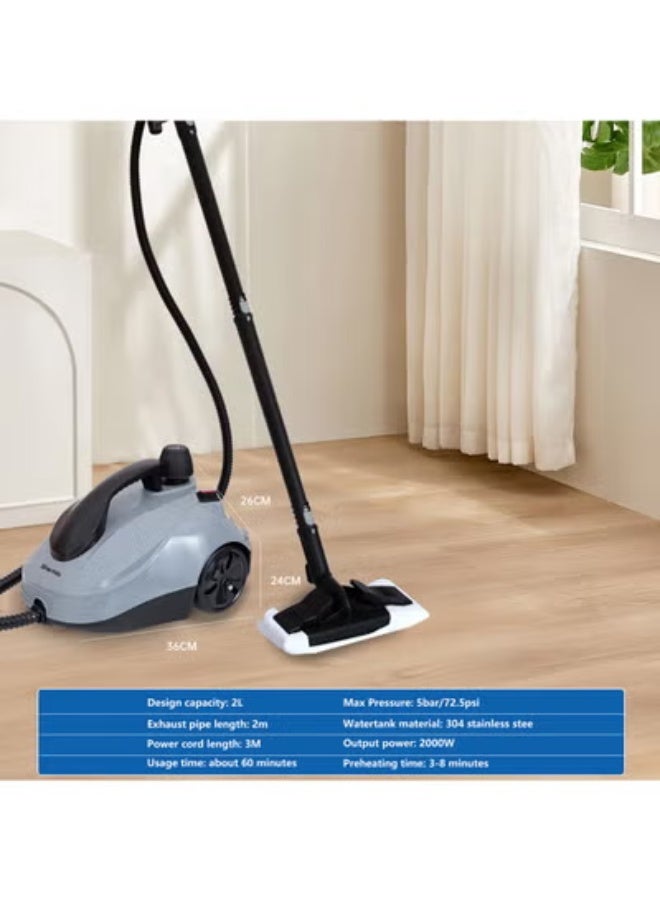 Sharpdo Handheld Steam Cleaner, 2000W Easy Fix Steam Cleaning Machine, 5 Bar Steam Pressure Multifunctional High Temperature Pressurized Steam Cleaning Machine with 18 Accessories, Suitable for Window, Floor, Kitche, Bathroom, Car - Image 4