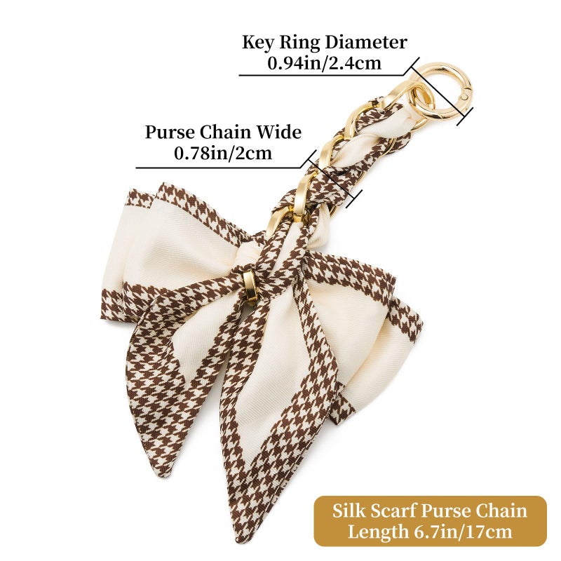 ZOOEASS Bag Extender Chain with Bow Ribbon Purse Chain Extender for Crossbody Bag Charms Women Handbag Decoration Accessories(Beige) - Image 2