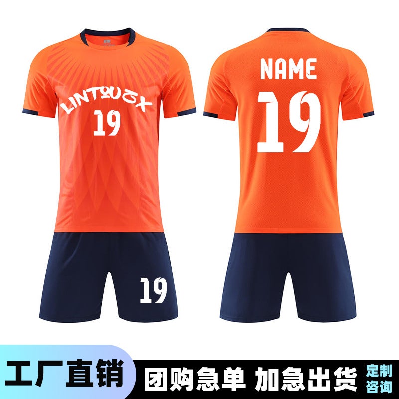 New Football Training Clothes Set Adult Game Football Clothes Summer Sweat-Absorbent Quick-Drying Short-Sleeved Football Clothes Printed Number - Image 3