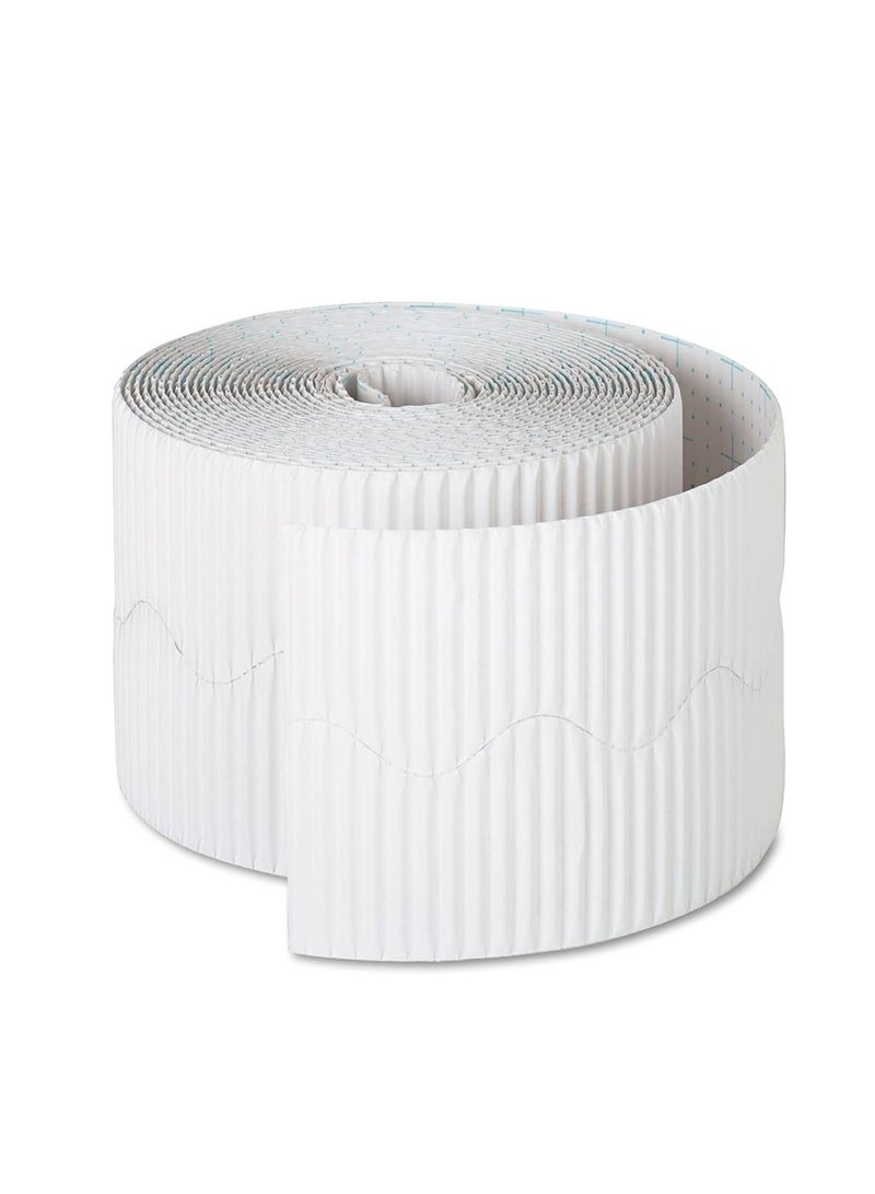 Terabyte حدود عرض مموجة لتزيين الفصول الدراسية، لفات حدود سوداء للعرض، ورق خلفي مموج لعرض الجدران في المدرسة (عرض 10 سم × طول 15 سم) لون أبيض - Image 1