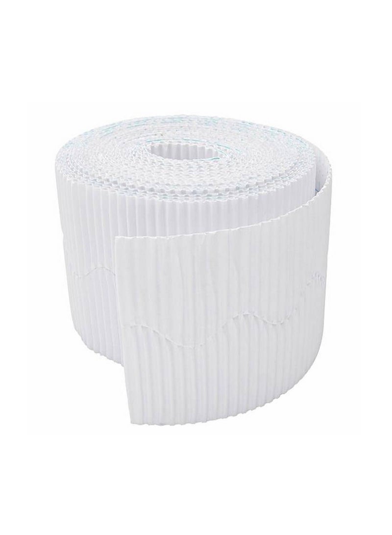 Terabyte حدود عرض مموجة لتزيين الفصول الدراسية، لفات حدود سوداء للعرض، ورق خلفي مموج لعرض الجدران في المدرسة (عرض 10 سم × طول 15 سم) لون أبيض - Image 2