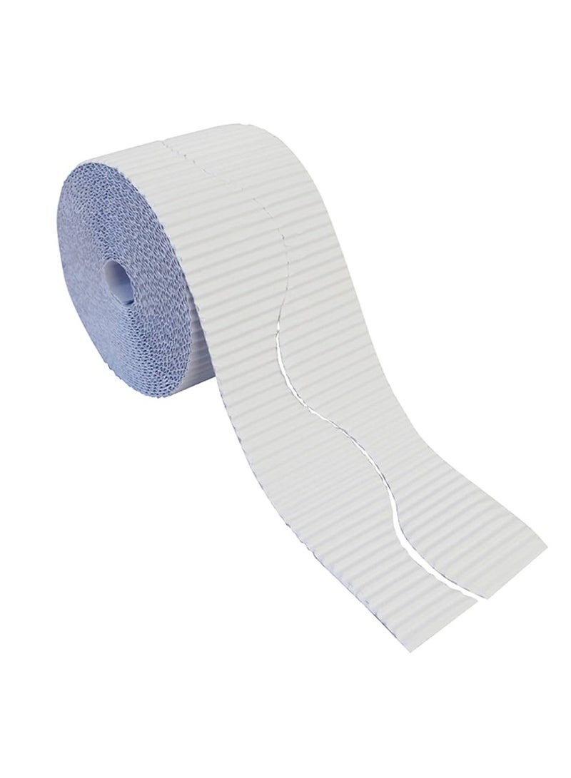 Terabyte حدود عرض مموجة لتزيين الفصول الدراسية، لفات حدود سوداء للعرض، ورق خلفي مموج لعرض الجدران في المدرسة (عرض 10 سم × طول 15 سم) لون أبيض - Image 4