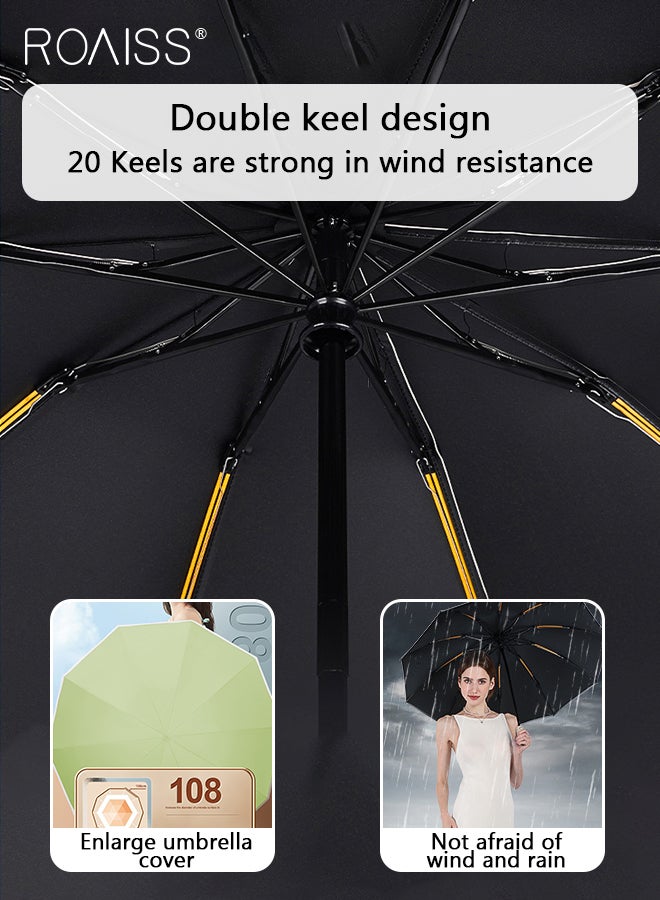 roaiss Unisex 20-Rib Fully Automatic Reverse Umbrella Rain or Shine Multifunctional Umbrella Sun Protection Uv Protection Upf40 Thickened Folding Umbrella Compact Travel Umbrella Portable Sunny Umbrella Green - Image 4