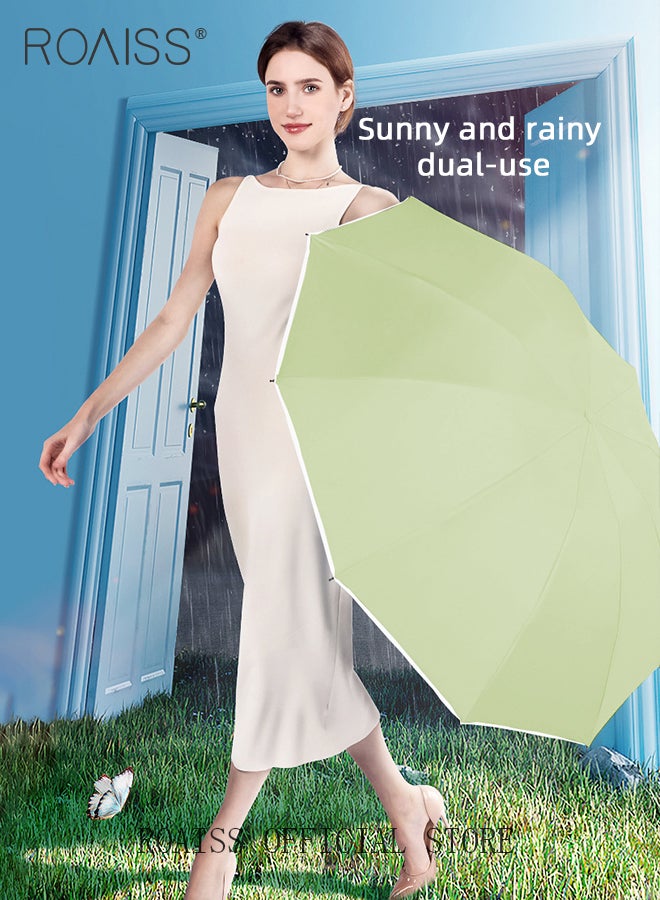 roaiss Unisex 20-Rib Fully Automatic Reverse Umbrella Rain or Shine Multifunctional Umbrella Sun Protection Uv Protection Upf40 Thickened Folding Umbrella Compact Travel Umbrella Portable Sunny Umbrella Green - Image 2