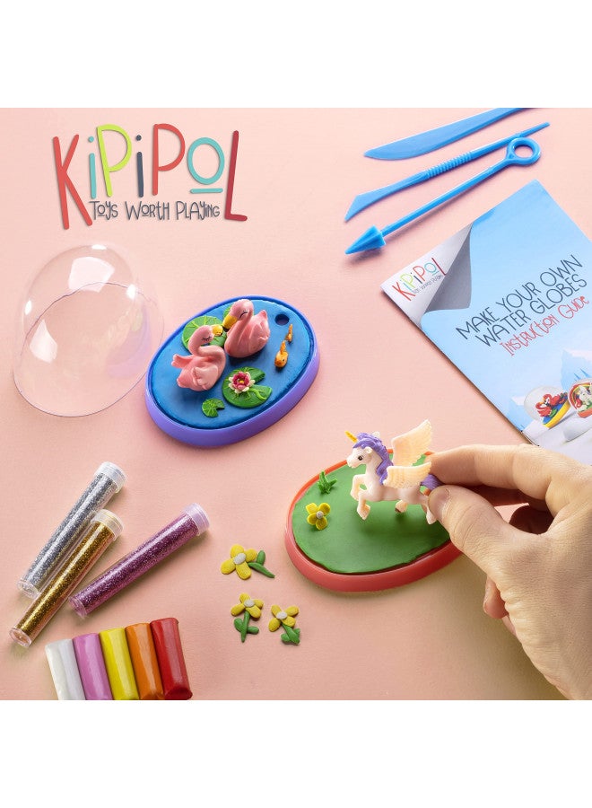 Kipipol Snow Globe Making Kit for Kids - Make Your Own Snow Globes for Girls w/ 4 DIY Snowglobe, 5 Figures, 20 Packs of Modeling Clay for Kids for Sculpting - Arts and Crafts for Girls & Boys 8-12-4-8 - Image 4