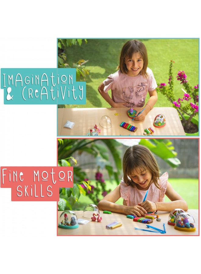 Kipipol Snow Globe Making Kit for Kids - Make Your Own Snow Globes for Girls w/ 4 DIY Snowglobe, 5 Figures, 20 Packs of Modeling Clay for Kids for Sculpting - Arts and Crafts for Girls & Boys 8-12-4-8 - Image 3