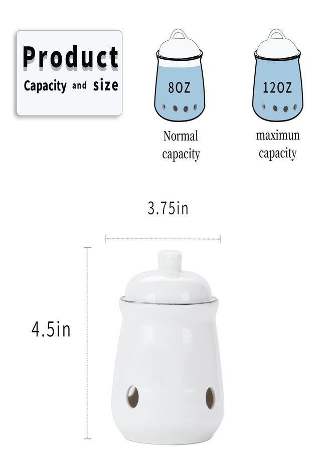 هاو توب حافظة ثوم صغيرة من السيراميك من هاوتوب مع غطاء، حافظة ثوم للمطبخ، تحافظ على فصوص الثوم طازجة (أبيض) - Image 4