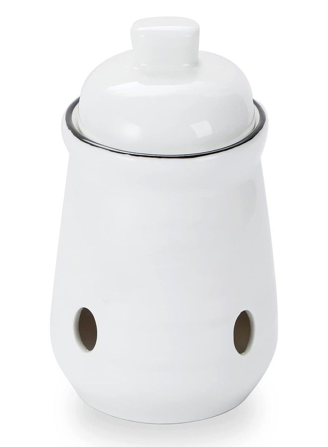 هاو توب حافظة ثوم صغيرة من السيراميك من هاوتوب مع غطاء، حافظة ثوم للمطبخ، تحافظ على فصوص الثوم طازجة (أبيض) - Image 1