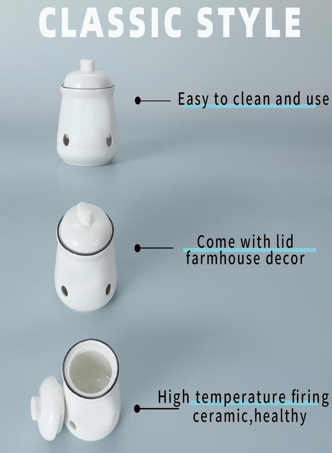 هاو توب حافظة ثوم صغيرة من السيراميك من هاوتوب مع غطاء، حافظة ثوم للمطبخ، تحافظ على فصوص الثوم طازجة (أبيض) - Image 5