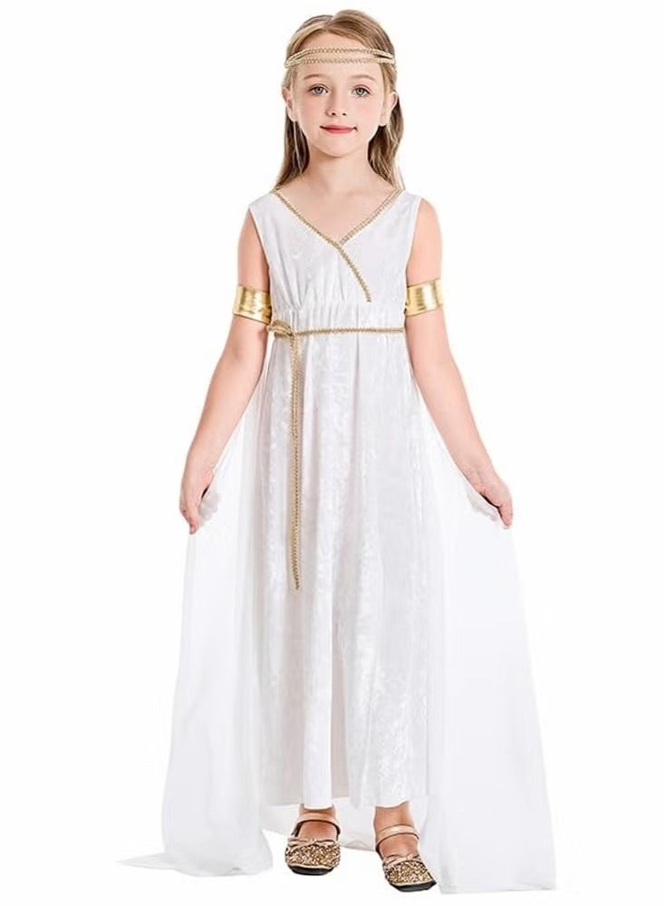 general Greek Costume for Kid Girls, Greek Queen Dress, Roman Toga Costume, party Costume for Children - Image 1