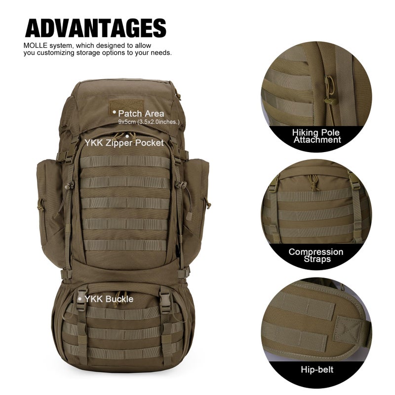 Mardingtop 60L Military Internal Frame Backpack for Hiking,Camping,Hunting,Rucksack Backpack with Rain Cover - Image 3