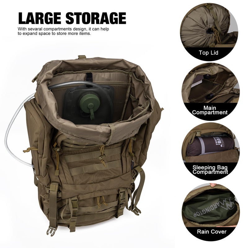 Mardingtop 60L Military Internal Frame Backpack for Hiking,Camping,Hunting,Rucksack Backpack with Rain Cover - Image 4