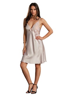 Nurteks Turkish Satin Babydoll Nightdress with Adjustable Straps Mauve 