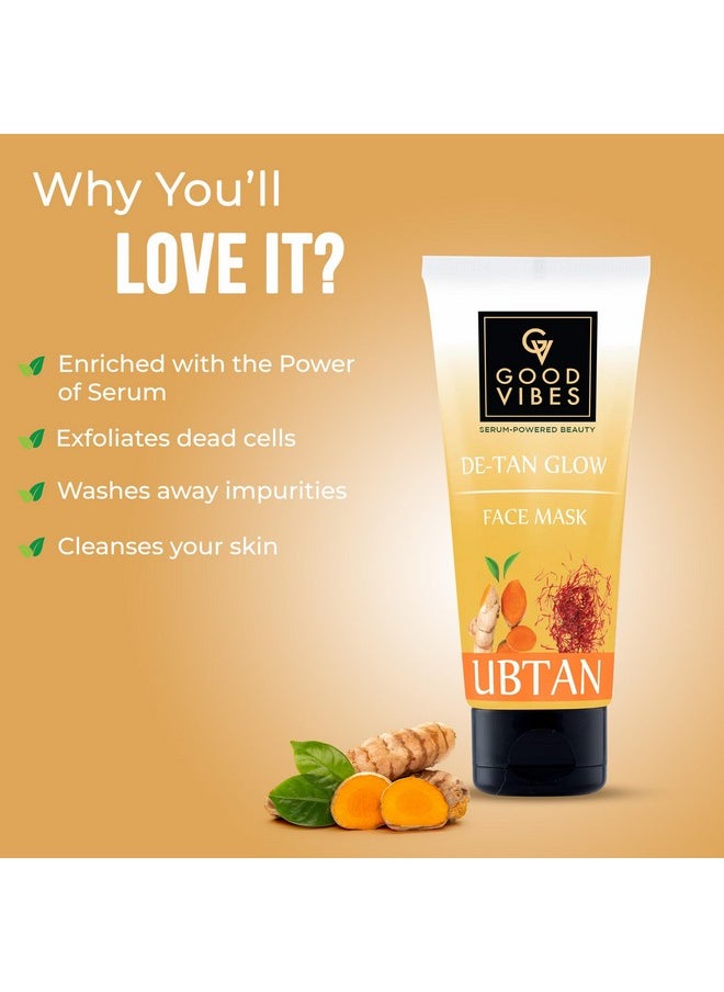 Good Vibes Ubtan De-Tan Glow Face Mask (80G) | Skin Brightening & Exfoliating | Glow-Boosting | Depigmentation | Anti-Ageing & Improves Skin Texture | Controls Excess Sebum Production  - Image 4