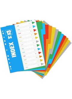 12  3 Ring Binder Dividers, Assorted Color Folder Dividers with 11 Hole for 3 Ring Binder, Thick Plastic File Tabs Binder Dividers for 234611 Ring Binders, 11.6 X 8.7 Inch6 Colors
