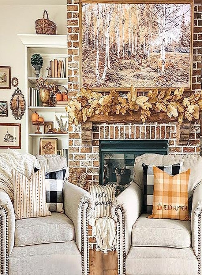 Faromily أغطية وسائد رمي مزخرفة بالبرتقالي المخطط farmhouse لخريف 18x18 بوصة مجموعة من 4 وسائد قرع مخطط بوفالو للديكور لعيد الشكر - Image 3
