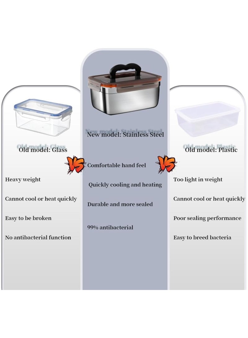 NANAO 4 Pack 304 Stainless Steel Food Storage Container with Airtight Lids,Microwave Safe Lunch Box, Leak-Proof Metal Food Storage Boxes for Kitchen,Fridge,550ml/1100ml/1900ml/3500ml Sizes, BPA-Free - Image 3