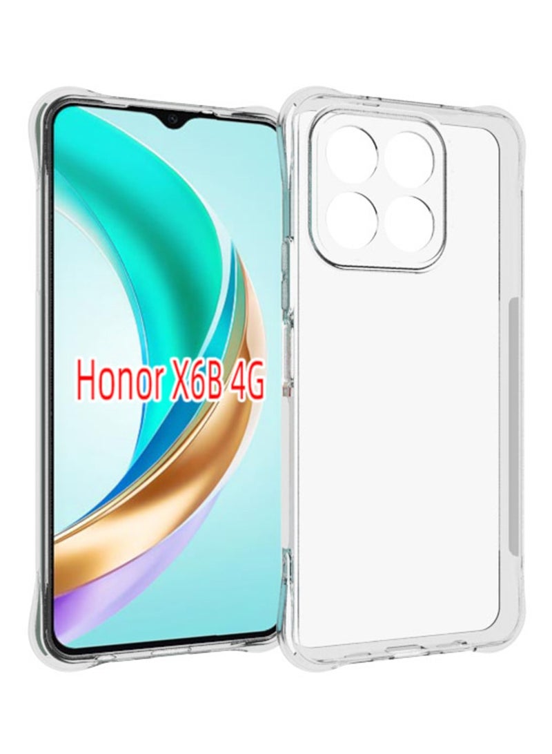 Case for Honor X6b 4G Clear TPU Four Corners Military-Grade Protection Cover Transparent Soft