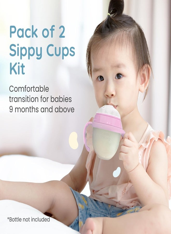 Botabee Pink Soft Spout - Transition Sippy Cup Kit for Comotomo 5 & 8 Oz Bottles - Conversion Kit Fits 5 Ounce & 8 Ounce Bottles - Baby Bottle Nipple with Weighted Straw & Bottle Handles (Pack of 2) - Image 3