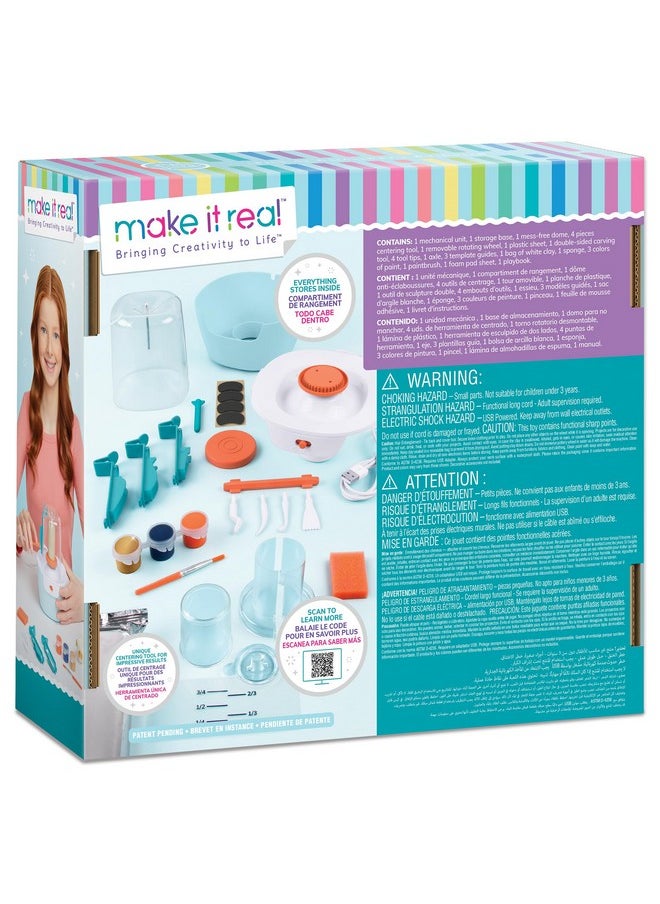Make It Real Make It Real Mini Pottery Studio - 26-Piece DIY Pottery Kit with Mess-Free Air Dry Clay - Create 10 Miniature Projects, Beginner to Master Levels - Innovative Centering Tool - Great for Kids Ages 8  - Image 2