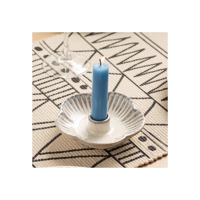 Mecaikru Ceramic Candle Holders Taper Candlestick Holder Flower Plate Tray for Candles, Incense, Santo Palo, Christmas Wedding Anniversary Party Home Decor (impure White) - Image 1