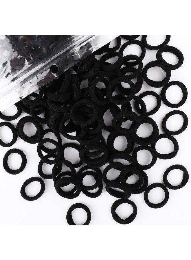 ZIBUYU® 100Pcs Black Hair Bands for Girls 0.7 Inch Tiny Hair Elastics Hair Ties No Tangle Scrunchies Fashion Girls Hair Elastics - Image 1