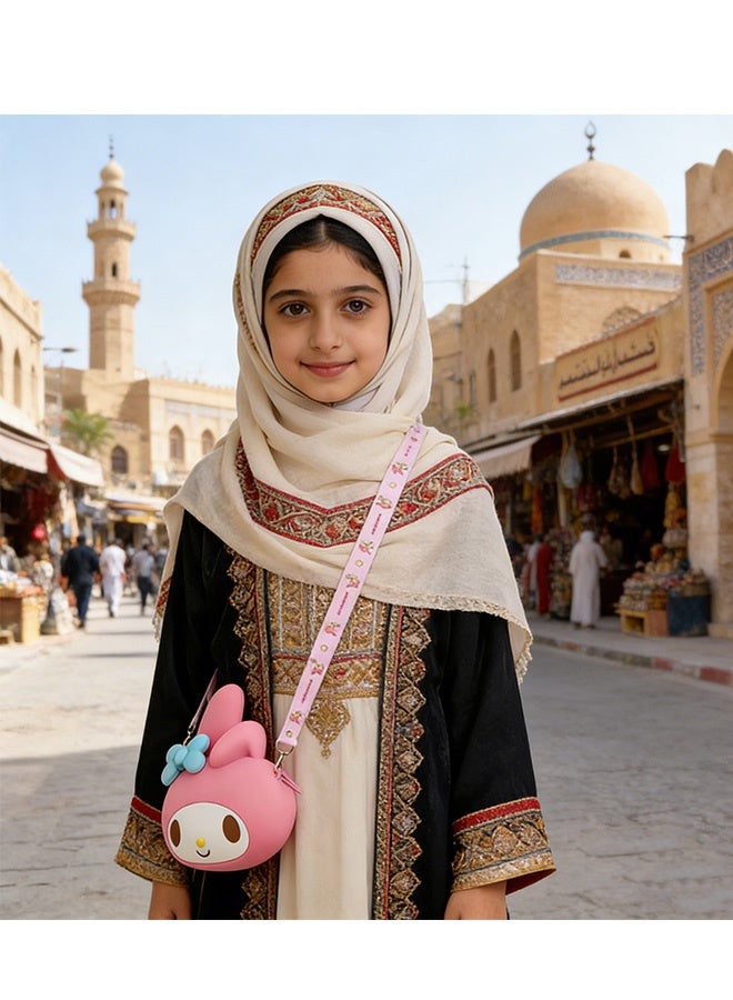 Kawaii My Melody Silicone Crossbody Bag Soft Waterproof Cartoon Shoulder Bag Small Essentials Storage Pouch for Girls School Shopping Playdates Birthday Parties Travel Daily Ideal Gift - Image 2