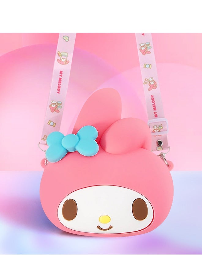 Kawaii My Melody Silicone Crossbody Bag Soft Waterproof Cartoon Shoulder Bag Small Essentials Storage Pouch for Girls School Shopping Playdates Birthday Parties Travel Daily Ideal Gift - Image 4