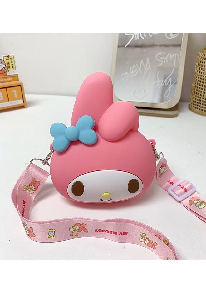 Kawaii My Melody Silicone Crossbody Bag Soft Waterproof Cartoon Shoulder Bag Small Essentials Storage Pouch for Girls School Shopping Playdates Birthday Parties Travel Daily Ideal Gift - Image 5