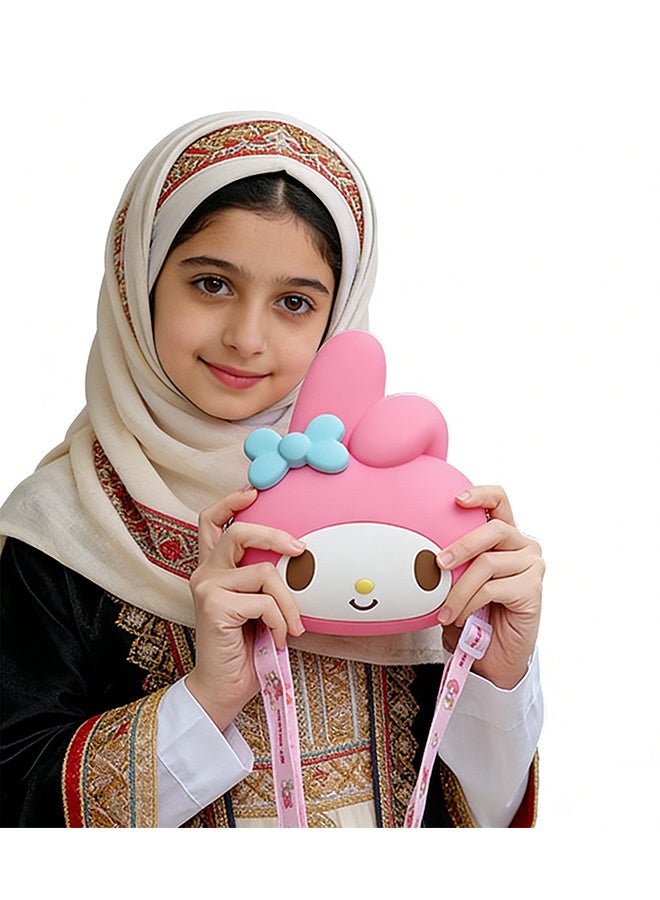 Kawaii My Melody Silicone Crossbody Bag Soft Waterproof Cartoon Shoulder Bag Small Essentials Storage Pouch for Girls School Shopping Playdates Birthday Parties Travel Daily Ideal Gift - Image 3