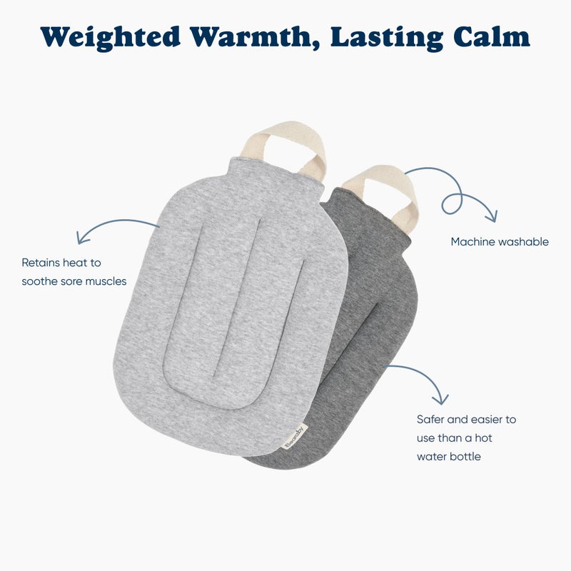 Bearaby Heat Pad - Microwavable Hot Water Bottle for Cramps - Warm Compress - Machine Washable, Sustainable Heated Bottle (Moonstone Grey, 8â€ x 12â€) - Image 3