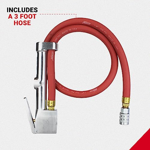 Milton 502 Heavy-Duty Analog Tire Inflator with Pressure Gauge, 3' Hose Kwik Grip Safety Inflator Gage, Made in USA (OSHA Compliant) 10-160 PSI - Image 3