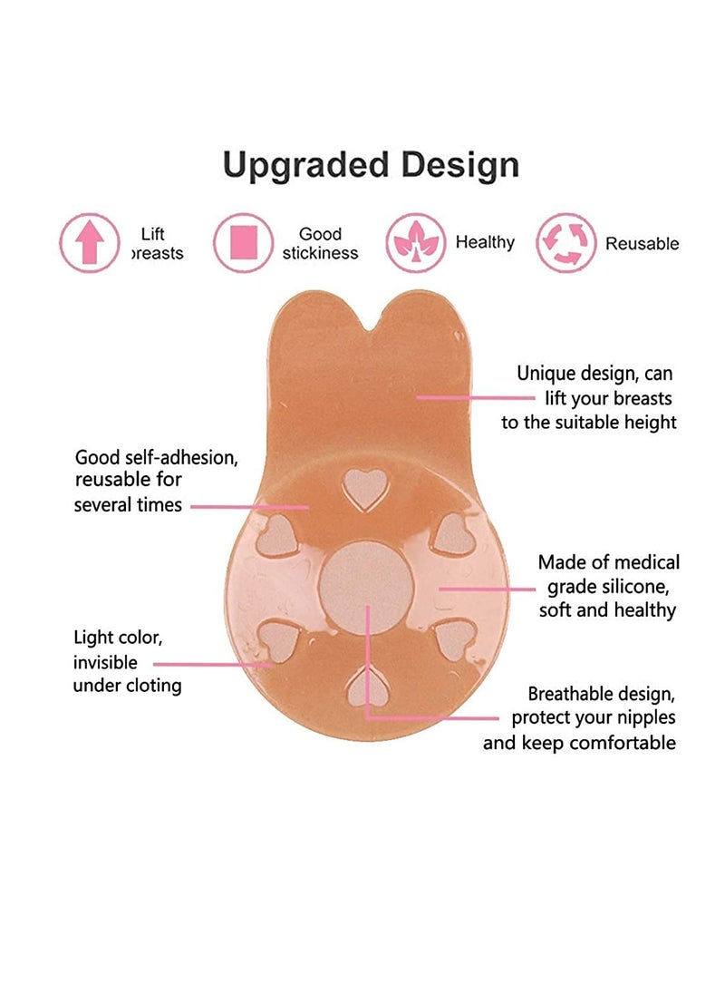 SYOSI Sticky Bra Adhesive Invisible Bra, Adhesive Lift Bra,Backless Strapless Reusable Push Up Lift Nipple Covers for Women (2 Pairs，Medium)  - Image 3