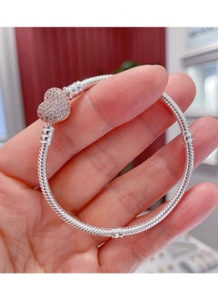 Pandora Violet Pandora Moments collection, Pavé pavé heart-shaped chain snakebone chain bracelet  - Image 5