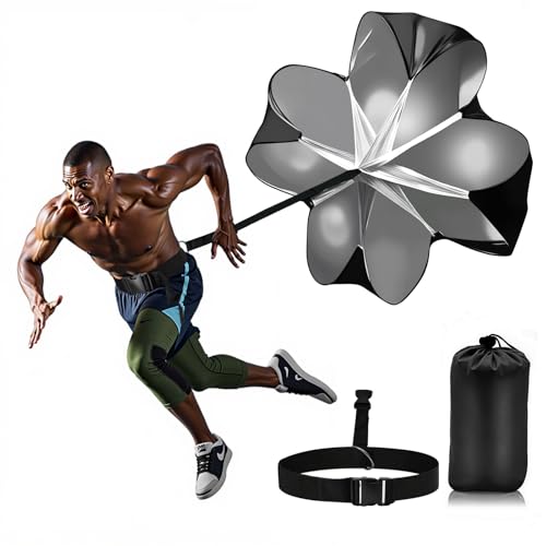 Nusogon Running Speed Training, 56 inch Speed Drills Resistance Parachute Running Sprint Chute Soccer Football Sport Speed Training（Black） - Image 1