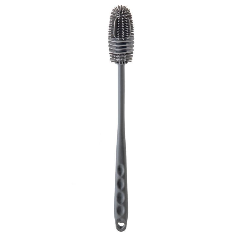 EYAKEG Silicone Soft Bristle Water Bottle Cleaner Brush with Extra Long Handle for Flasks, Tumbler, Glassware, Sports Bottles, Baby Bottles, Vases, Narrow Neck, Gray - Image 1