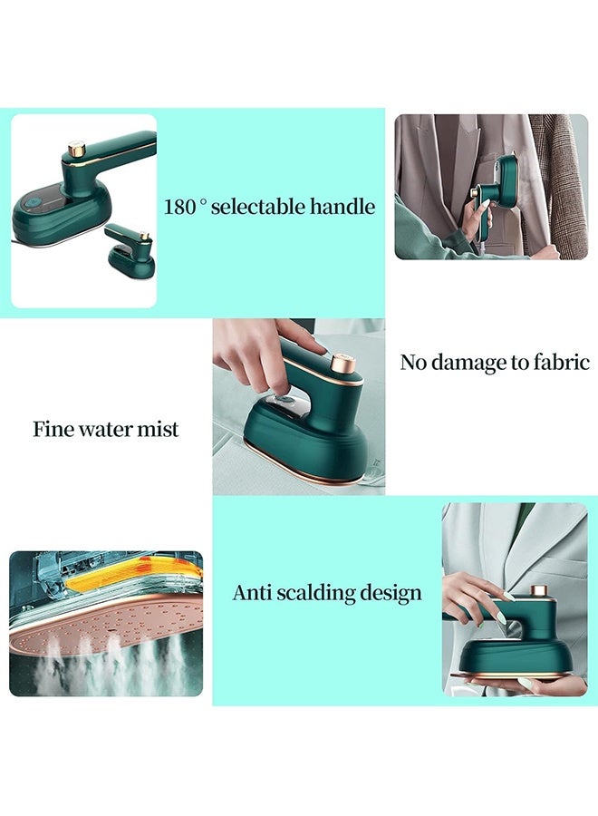 Portable Mini Iron, Portable Handheld Steam Iron, 160° Rotatable Professional Mini Steam Iron for Clothes, Foldable Travel Garment Steamer Micro Steam Iron for Home and Travel - Image 2