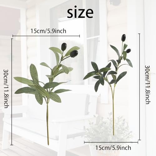 Koroni Flowers 10 Pcs 118 Artificial Olive Leaves Stems Realistic Faux Plants Olive Tree Branches for Vase Decor Wedding Centerpieces Farmhouse Home Party Decor - Image 3