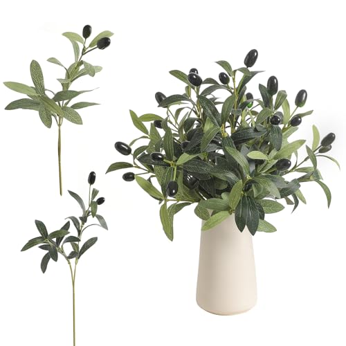 Koroni Flowers 10 Pcs 118 Artificial Olive Leaves Stems Realistic Faux Plants Olive Tree Branches for Vase Decor Wedding Centerpieces Farmhouse Home Party Decor - Image 1