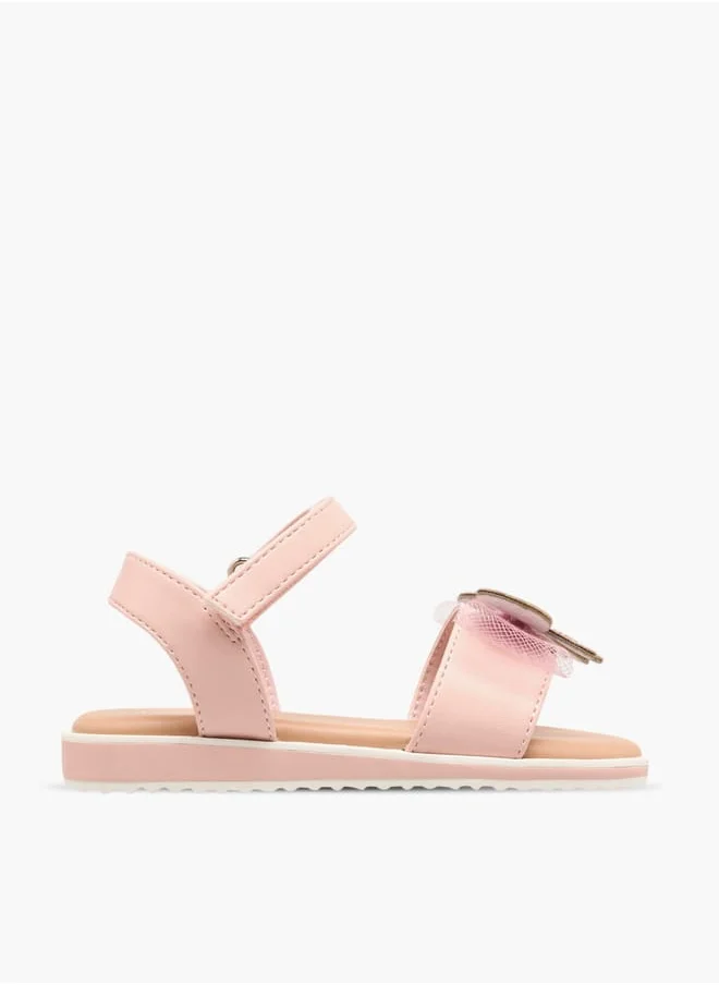 جونيورز Girls Embellished Bow Applique Sandals With Hook And Loop Closure Ramadan Collection