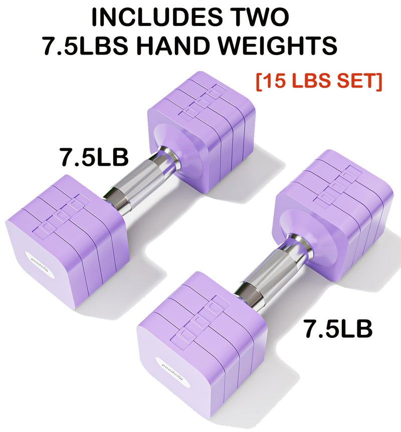 Upspeed 15 LBS Dumbbells Adjustable Hand Weights for Women Men, 4 in 1 Free Weight Dumbbell Set Adjust Hand Weight Set Exercise Fitness Dumbbells for Home Gym Workout Equipments, Purple - Image 2