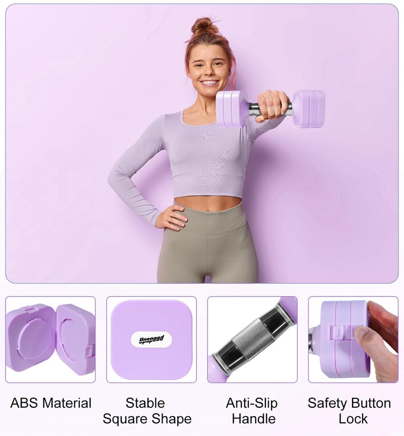 Upspeed 15 LBS Dumbbells Adjustable Hand Weights for Women Men, 4 in 1 Free Weight Dumbbell Set Adjust Hand Weight Set Exercise Fitness Dumbbells for Home Gym Workout Equipments, Purple - Image 4