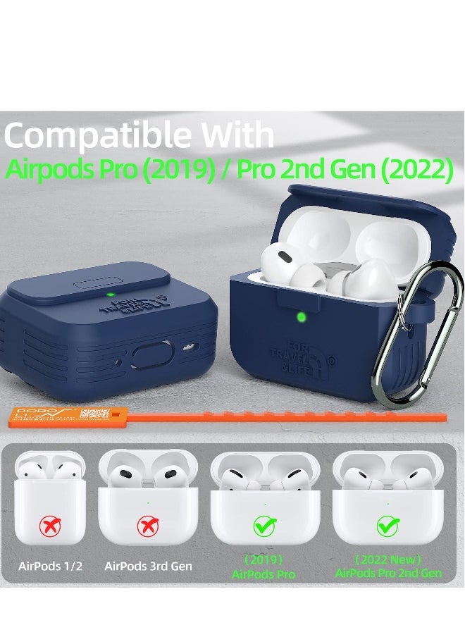 Generic - Durable Headphone Protective Case for AirPods Pro 2nd and 1st Generation, Military Grade Design, Perfect Fit for Apple AirPods Pro 2022 and 2019 Charging Case in Navy Blue - Image 1