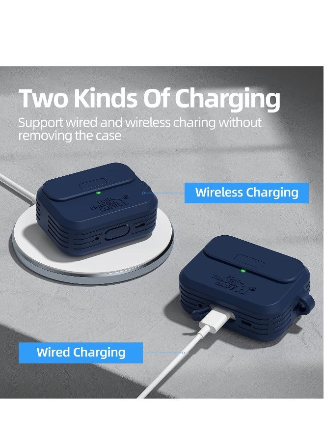 Generic - Durable Headphone Protective Case for AirPods Pro 2nd and 1st Generation, Military Grade Design, Perfect Fit for Apple AirPods Pro 2022 and 2019 Charging Case in Navy Blue - Image 1