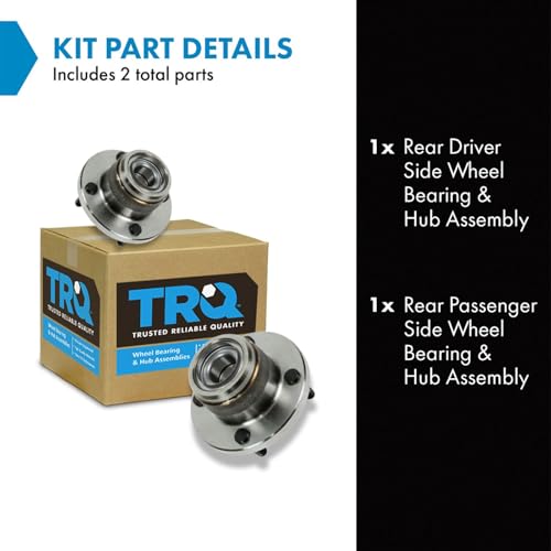 TRQ 2 Piece Rear Wheel Bearing & Hub Assembly Set Compatible with 2001-2007 Ford Focus - Image 2